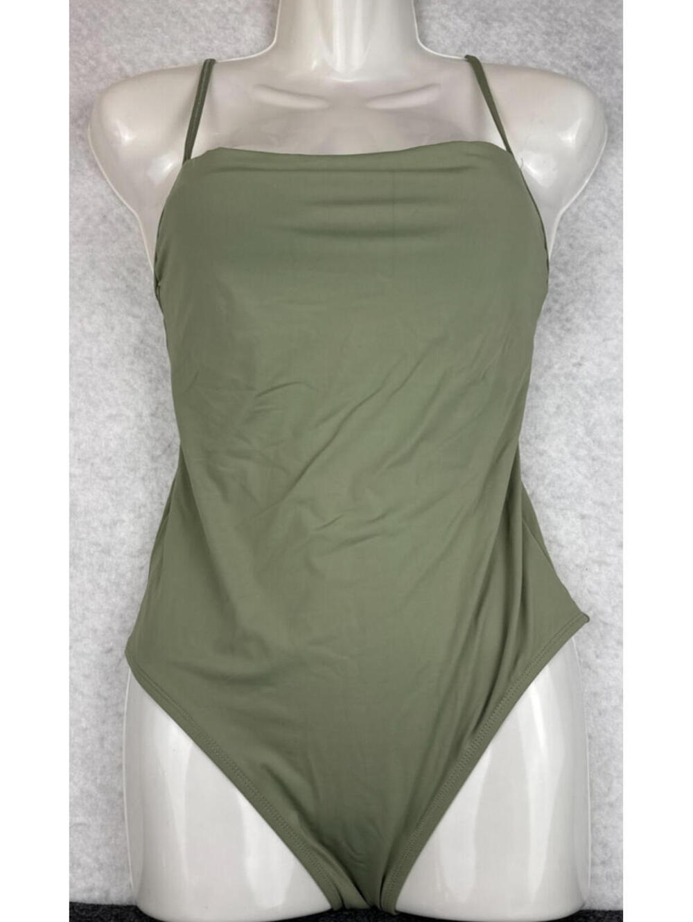 Eidon Womens Large Olive Green One Piece Minimalist Swimsuit NWT